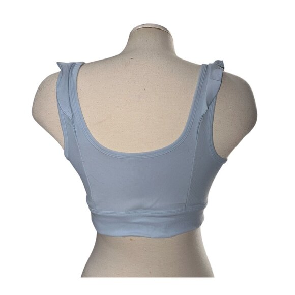Ruffle Strap Sports Bra Sz Medium Womens Baby Blue - Picture 2 of 8